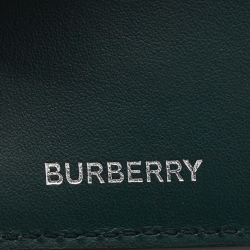 Burberry Green Embossed Check Leather CC Bill8 Wallet