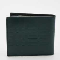 Burberry Green Embossed Check Leather CC Bill8 Wallet
