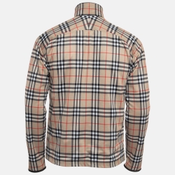 Burberry Beige Nova Checks Knit Zip Front Jacket XS