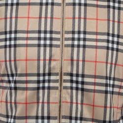 Burberry Beige Nova Checks Knit Zip Front Jacket XS