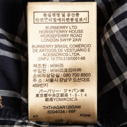 Burberry Blue Equestrian Knight Check Cotton Shirt L