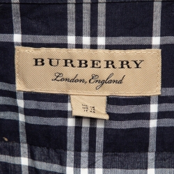 Burberry Blue Equestrian Knight Check Cotton Shirt L