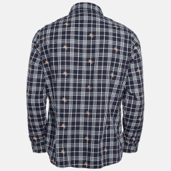 Burberry Blue Equestrian Knight Check Cotton Shirt L