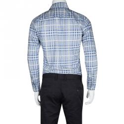 Pre Owned قميص بربري لندن أكمام طويلة قطن كاروهات بليد أزرق M