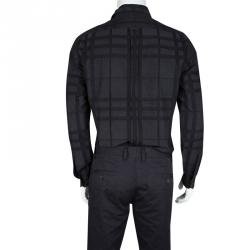 Burberry Brit Dark Grey Checked Cotton Long Sleeve Button Front Shirt M