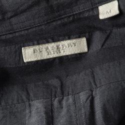 Burberry Brit Dark Grey Checked Cotton Long Sleeve Button Front Shirt M