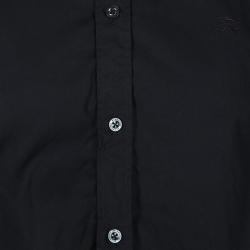 Pre Owned قميص بربري لندن أزرار أمامية أكمام طويلة أسود L