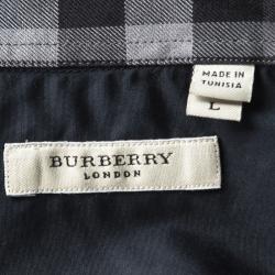 Pre Owned قميص بربري لندن أزرار أمامية أكمام طويلة أسود L