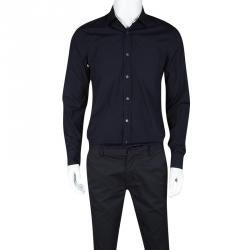 Pre Owned قميص بربري بريت أزرار أمامية أكمام طويلة كحلي M