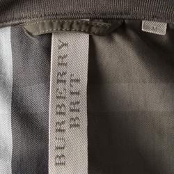 Pre Owned Burberry Brit Olive Green Rib Trim Hooded Zip Front Jacket M