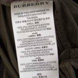 Pre Owned Burberry Brit Olive Green Rib Trim Hooded Zip Front Jacket M