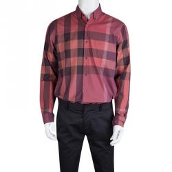 Pre Owned Burberry Brit Multicolor Checked Cotton Long Sleeve Button Down Shirt L