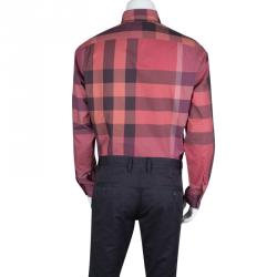 Pre Owned Burberry Brit Multicolor Checked Cotton Long Sleeve Button Down Shirt L