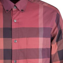 Pre Owned Burberry Brit Multicolor Checked Cotton Long Sleeve Button Down Shirt L