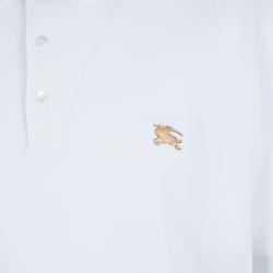 Pre Owned Burberry Brit White Honeycomb Knit Metal Logo Detail Short Sleeve Polo T-Shirt 3XL