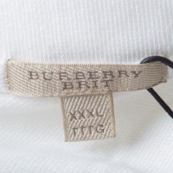 Pre Owned Burberry Brit White Honeycomb Knit Metal Logo Detail Short Sleeve Polo T-Shirt 3XL