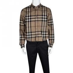 Pre Owned Burberry Brit Brown House Check Long Sleeve Button Down Shirt XL