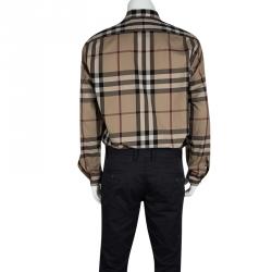 Pre Owned Burberry Brit Brown House Check Long Sleeve Button Down Shirt XL