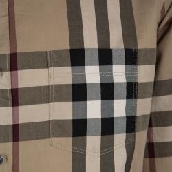 Pre Owned Burberry Brit Brown House Check Long Sleeve Button Down Shirt XL