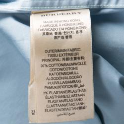 Pre Owned قميص بربري بريت أزرار أمامية أكمام طويلة قطن أزرق فاتح M