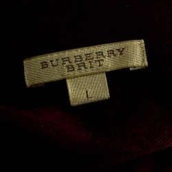 Burberry Brit Burgundy Honeycomb Knit Novacheck Placket Detail Polo T-Shirt L