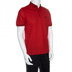 Pre Owned Burberry London Red Honeycomb Knit Polo T-Shirt L