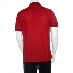 Pre Owned Burberry London Red Honeycomb Knit Polo T-Shirt L