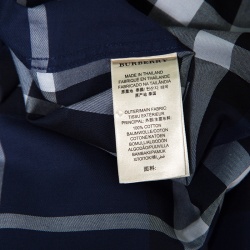 Pre Owned قميص بربري بريت قطن كاروهات أزرق بأكمام طويلة أزرار أمامية XXL