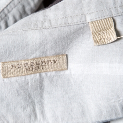 Pre Owned Burberry Brit Grey Linen Plaid Long Sleeve Button Down Shirt XXL