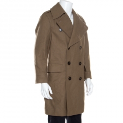 Burberry Brown Wool Double Breasted Coat M