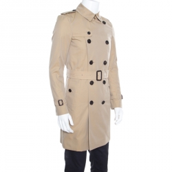 Burberry The Sandringham Beige Belted Long Trench Coat S
