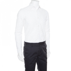 Pre Owned Burberry Prorsum White Floral Lace Button Front Long Sleeve Shirt S