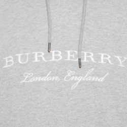 Pre Owned Burberry Grey Embroidered Hooded Sweatshirt S