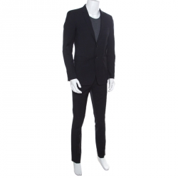Pre Owned Burberry London Navy Blue Wool Tailored Suit M