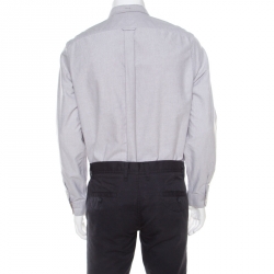 Pre Owned Burberry Brit Grey Cotton Logo Embroidered Long Sleeve Reagan Shirt L