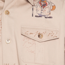 Burberry Sand Brown Sketch Printed Cotton Batson Army Shirt XXL