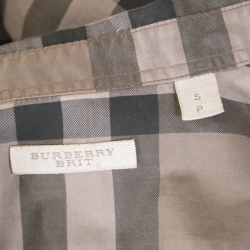 Pre Owned Burberry Brit Khaki Green Novacheck Cotton Long Sleeve Button Front Shirt S
