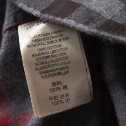 Burberry Brit Grey and Red Checked Cotton Flannel Long Sleeve Shirt XL