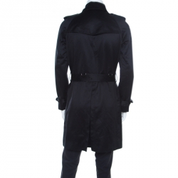 Burberry Prorsum Navy Blue Cotton Double Breasted Belted Trench Coat M
