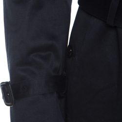 Burberry Prorsum Navy Blue Cotton Double Breasted Belted Trench Coat M