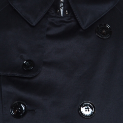 Burberry Prorsum Navy Blue Cotton Double Breasted Belted Trench Coat M
