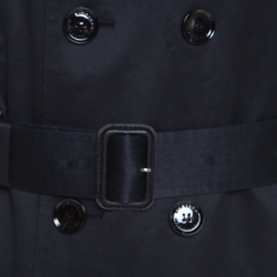 Burberry Prorsum Navy Blue Cotton Double Breasted Belted Trench Coat M