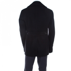 Burberry Brit Black Wool Eckford Double Breasted Coat L