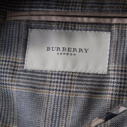 Pre Owned Burberry Grey Houndstooth Patterned Silk and Wool Regular Fit Blazer XL