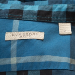 Burberry Brit Blue Checked Cotton Full Sleeve Button Down Shirt M