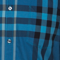 Burberry Brit Blue Checked Cotton Full Sleeve Button Down Shirt M