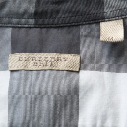 مملوكة مسبقًا قميص بربري بريت بأزرار وبأكمام طويلة قطن كاروهات رصاصي M