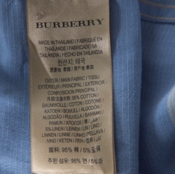 Pre Owned Burberry Light Blue & Beige Nova Check Linen Blend Shirt L