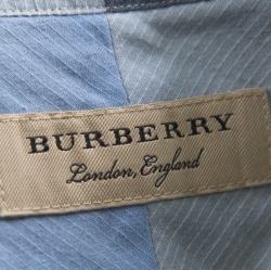 Pre Owned Burberry Light Blue & Beige Nova Check Linen Blend Shirt L