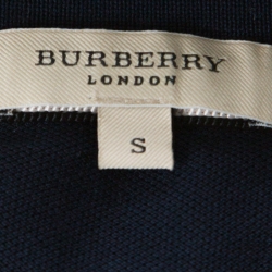 Pre Owned Burberry London Navy Blue Pique Knit Cotton Long Sleeve Polo T-Shirt S